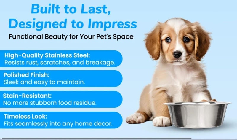 Greendale - 4 Pack - 6.75 Cup Capacity - Stainless Steel Metal Dog Bowls - Perfect for Dog Food and Water. Wrong Size? Click to Look at Our Size Options. - Image 4